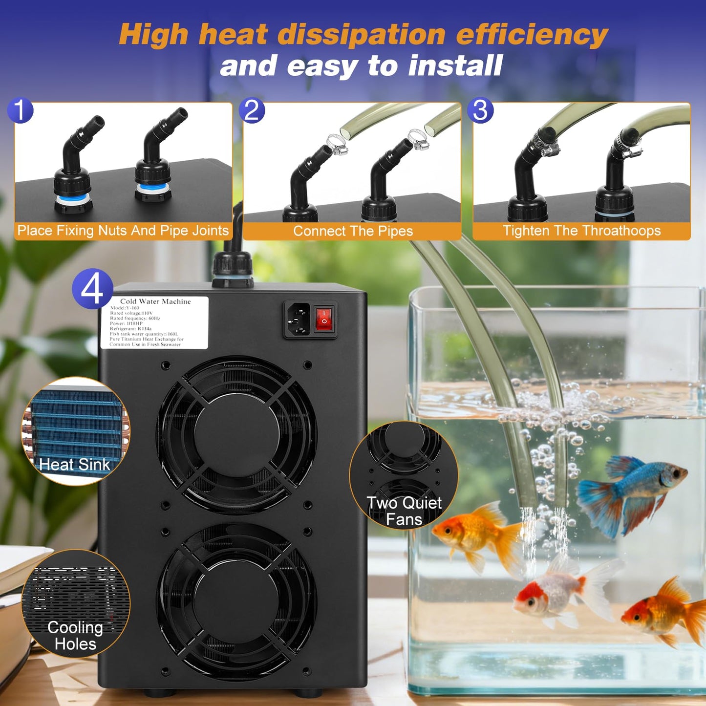 AISPA Aquarium Chiller 1/10 HP, 42GAL Fish Tank Water Chiller
