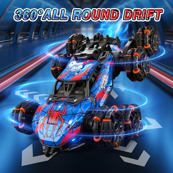 Sunrad 8WD Gesture Sensing RC Stunt Car with Spray & Light & Music for Kids Age 6-8-13 Spider Hand Remote Control Car 2.4Ghz Double-Sided Climbing Drift RC Car Toys Birthday Gift for Boys