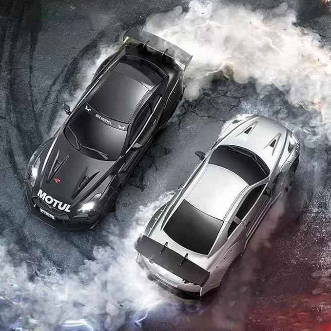 1/16 Scale RC Drift Car MN-268 RWD Mini RC Vehicles Model with Gyro Spare Tires & LED Lights for Adults Hobby Toy Gifts (Black)
