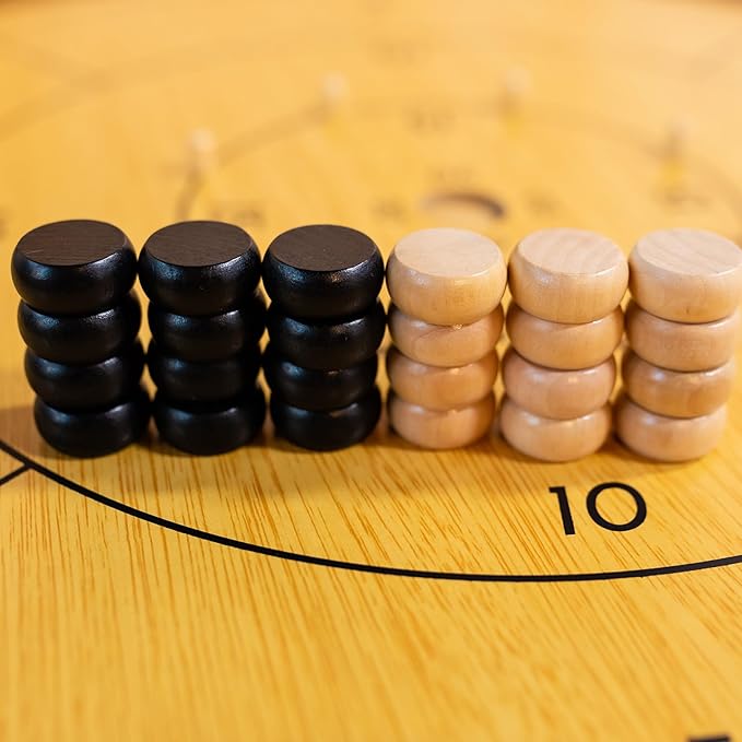 27 Inch Crokinole Board Game Crokinole & Checkers with 22 Inch Playing Surface 24 Discs and Storage Bag Canadian Heritage Tabletop Games Dexterity Krokinole Games for Families and Friends