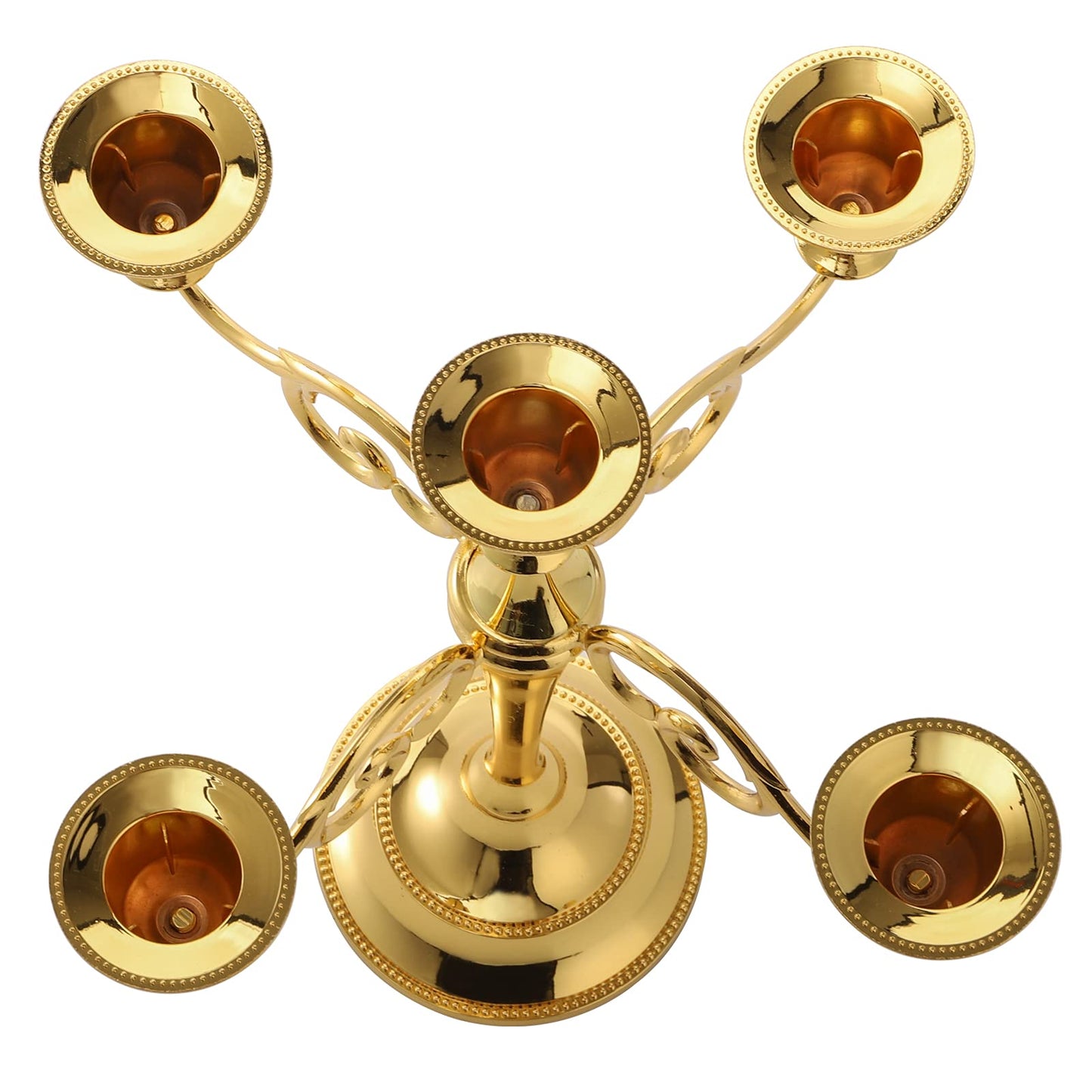 YOUEON 5 Arm Gold Candelabra, Candelabra Candle Holder, 10 Inch Tall Candlesticks Holder, Elegant Taper Candle Holder Centerpiece for Wedding, Church, Halloween, Dining, Home Decor
