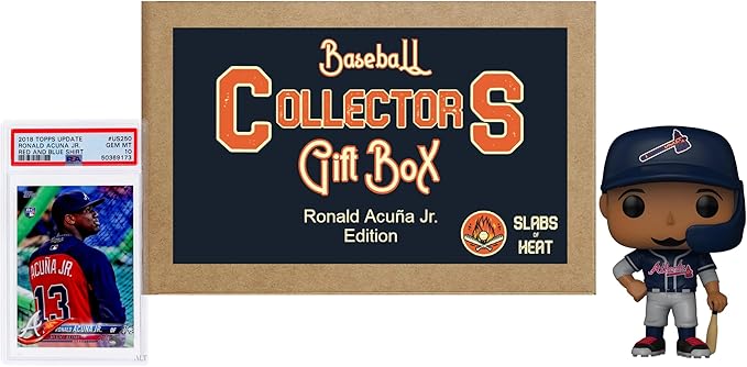 Baseball Collector's Mystery Gift Box: Ronald Acuna Jr Edition│ONE PSA Graded Baseball Card & ONE Authentic Funko Pop │Ideal Gift for Collectors & Baseball Fans