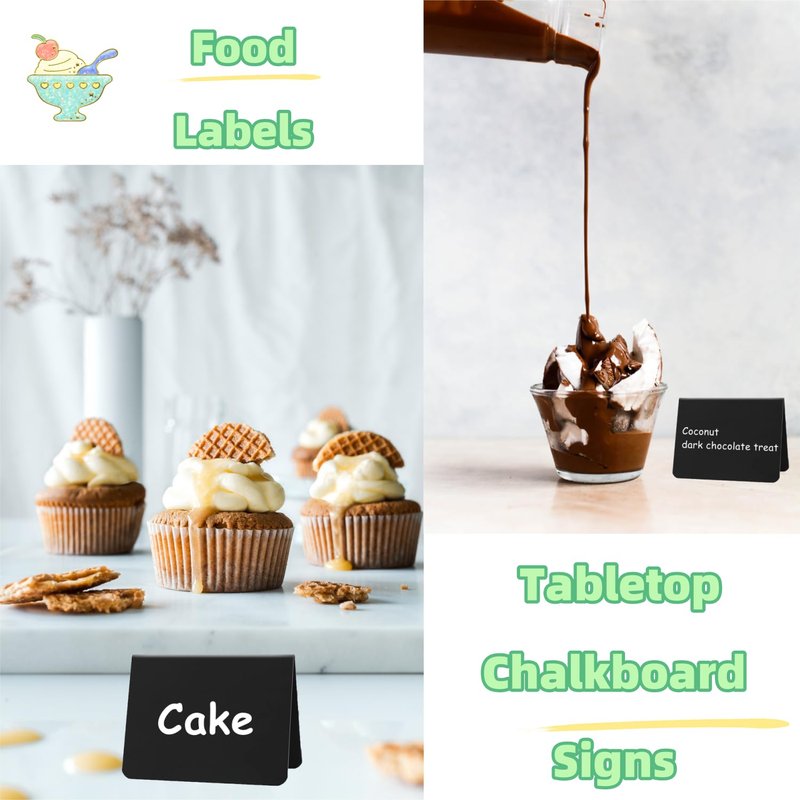 20PCS Mini Chalkboard Signs for Food, Reusable and Reserved Table Signs, Food Labels for Party Buffet, Easy to Write and Wipe Out, Catering Supplies Buffet Display, Place Cards