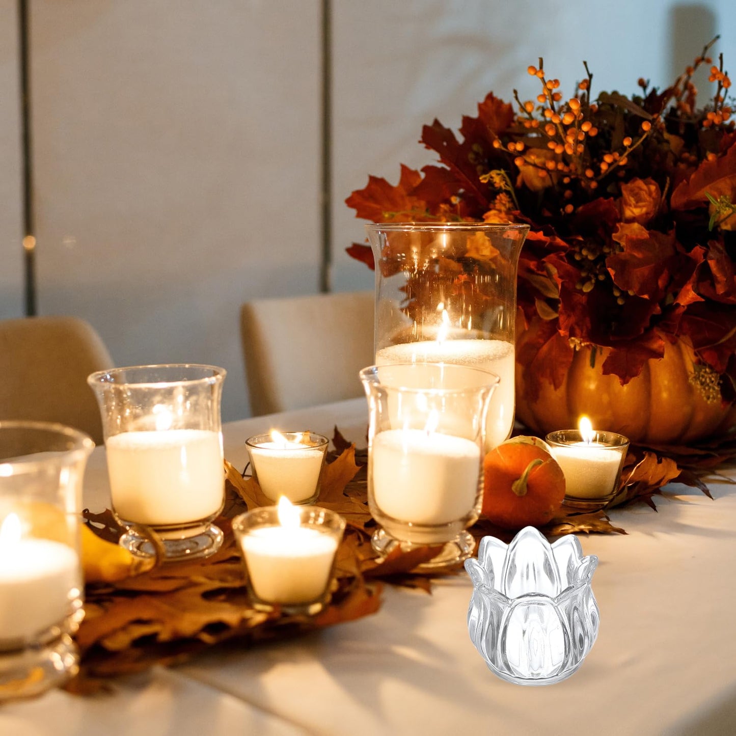 uxcell Glass Tea Light Candle Holder, Tulip Crystal Glass Votive Candle Holder for Desk Table Centerpiece, Wedding, Party, and Home Decor(Clear)