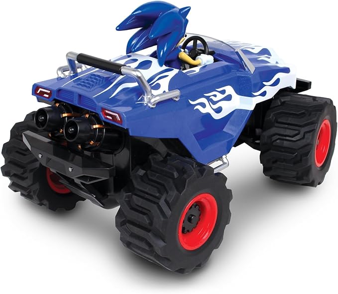 NKOK RC Sonic Racing CrossWorlds Monster Truck Sonic Ready-to-Run 2.4GHz Remote Control Toy Turbo Boost Wheelie & Donut Action All-Terrain Off-Road Ages 6+ Fun Gift for Kids Toy Award Win