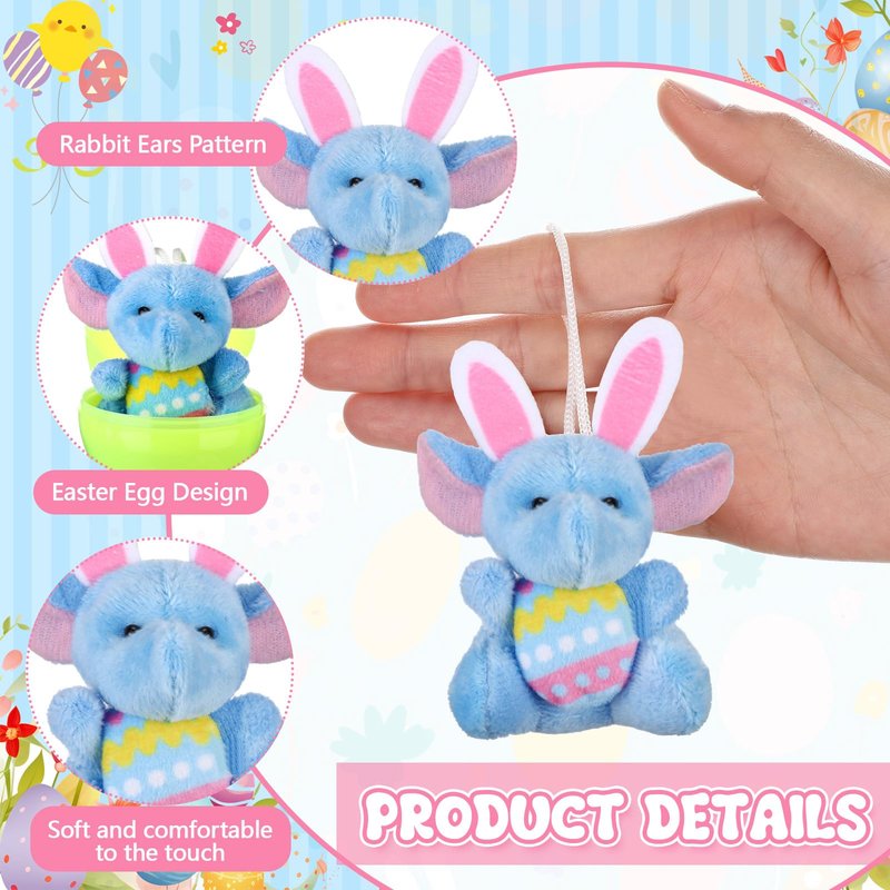 Lunmon 36 Pcs Prefilled Easter Eggs Filled with Mini Plush Animal Toys for Kids Baster Stuffer Filler Stuffed Animals with Carrot for Easter Egg Hunt Filler Party Favors Classroom Prize Supplies