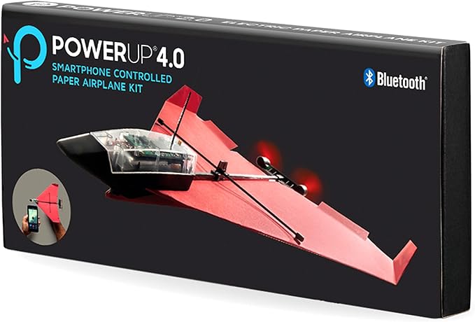 POWERUP 4.0 The Next-Generation Smartphone Controlled Paper Airplane Kit RC Controlled. Easy to Fly with Autopilot & Gyro Stabilizer. for Hobbyists Pilots Tinkerers.