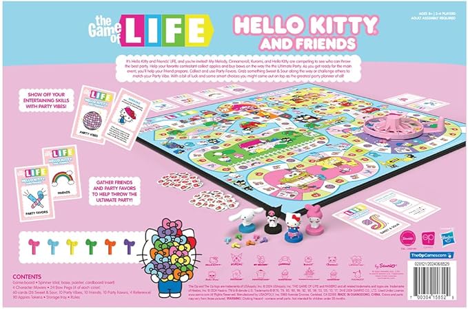 The Game of Life: Hello Kitty and Friends Board Game Collect Apples and Buy Bows on The Way to The Ultimate Party Play as Hello Kitty Kuromi & More Officially Licensed Collectible & Merch