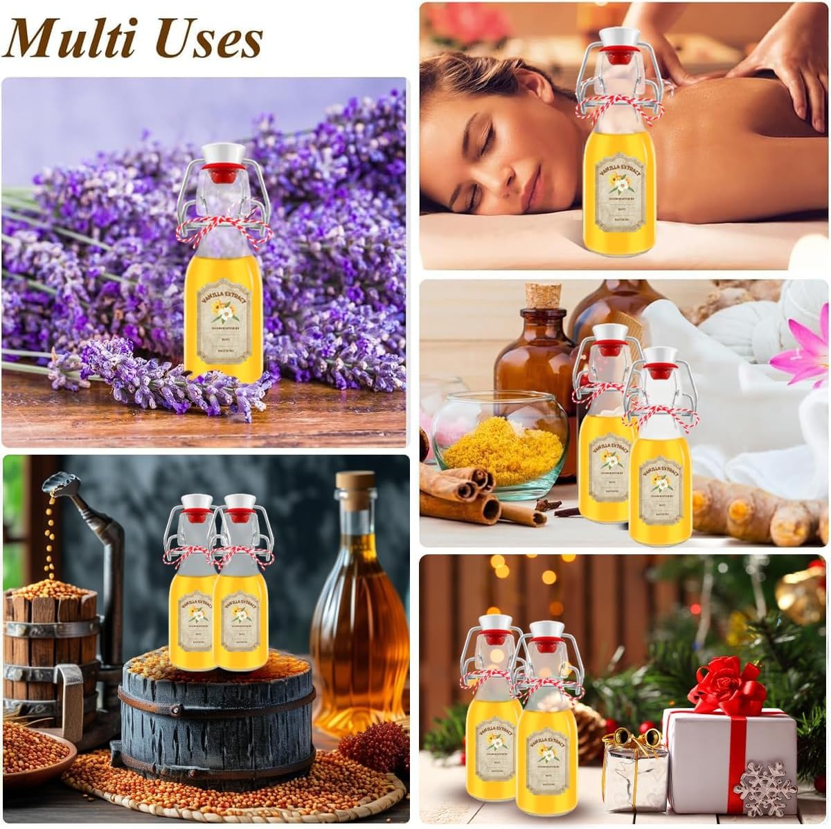 10 pack Vanilla Extract Bottles ,Flip Top vanilla bottles,10 pcs Vanilla Extract Stickers for homemade vanilla extract bottles Syrup Gift Glass Food Storage Canister Set (Transparent , 4oz-10pack)