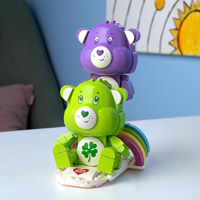 Brickcraft Care Bears Good Luck Bear & Share Bear Building Set 336 PCS Construction Toy for Kids Ages 8+ Collectible Rainbow Figures Gift Idea for Girls and Boys Birthday Christmas Holiday