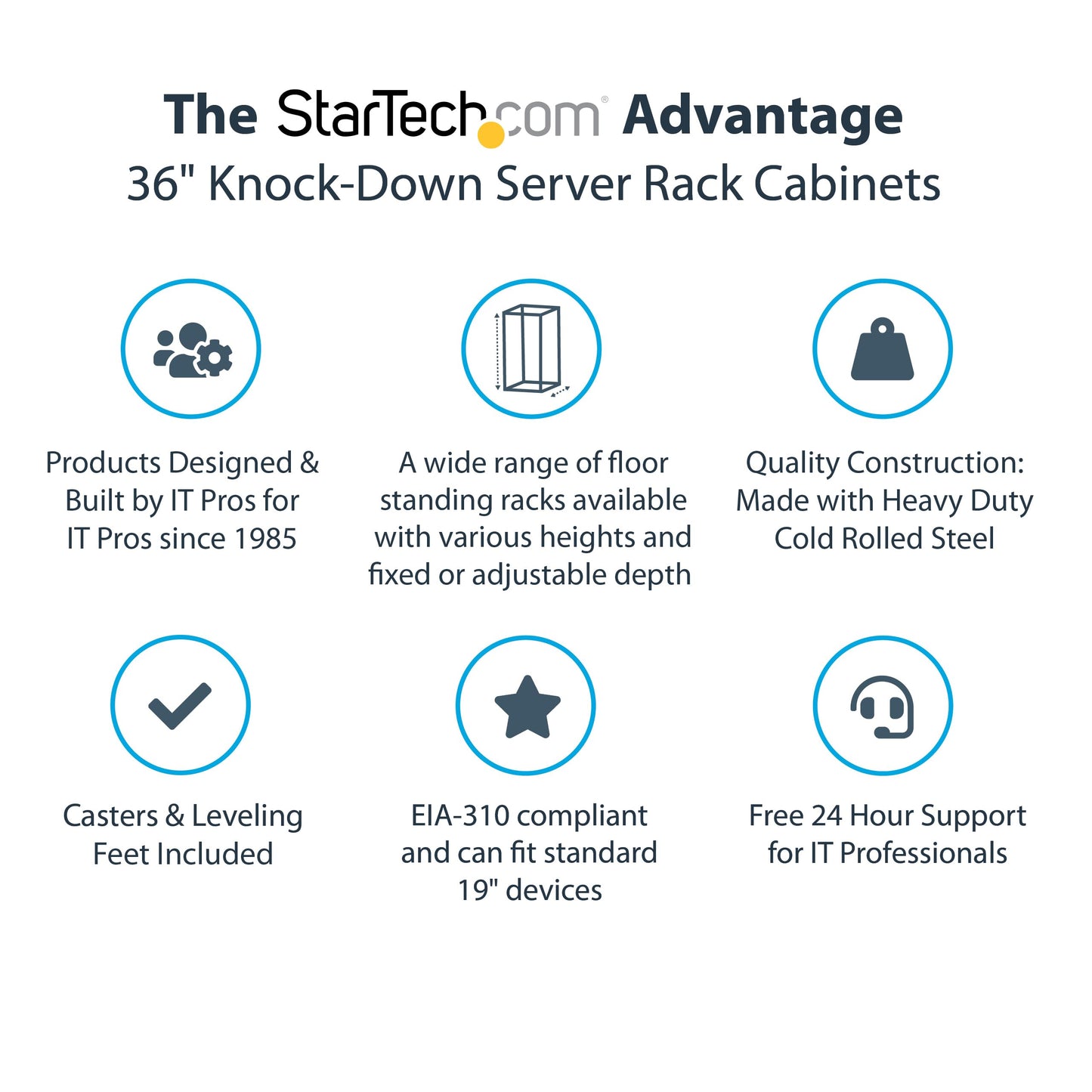 12U 29in Knock-Down Server Rack Cabinet with Casters