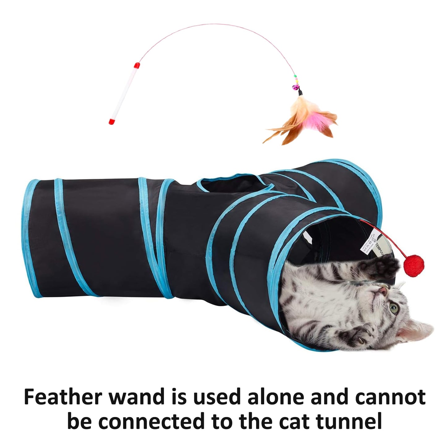 Tempcore Pet Cat Tunnel Tube Cat Toys 3 Way Collapsible, Tunnels for Indoor Cats,Kitty Bored Peek Hole Toy Ball Cat, Puppy, Kitty, Kitten, Rabbit