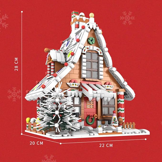 Christmas Gingerbread House Ornaments Building Set Toys with Led Light for Kids Boys Girls & Adults Christmas Decorations for Tabletop & Home Advent Calendar 2025 (1620 Pieces)