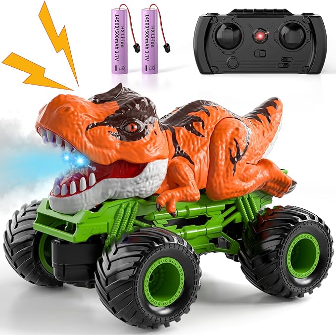 Bennol Remote Control Dinosaur Car for Boys Kids 2.4Ghz RC Dinosaur Truck Toys for Toddlers Electric Hobby RC Car Toys with Light & Sound Spray Birthday Gift for 3 4 5 6 7 8 Year olds Kids Boys