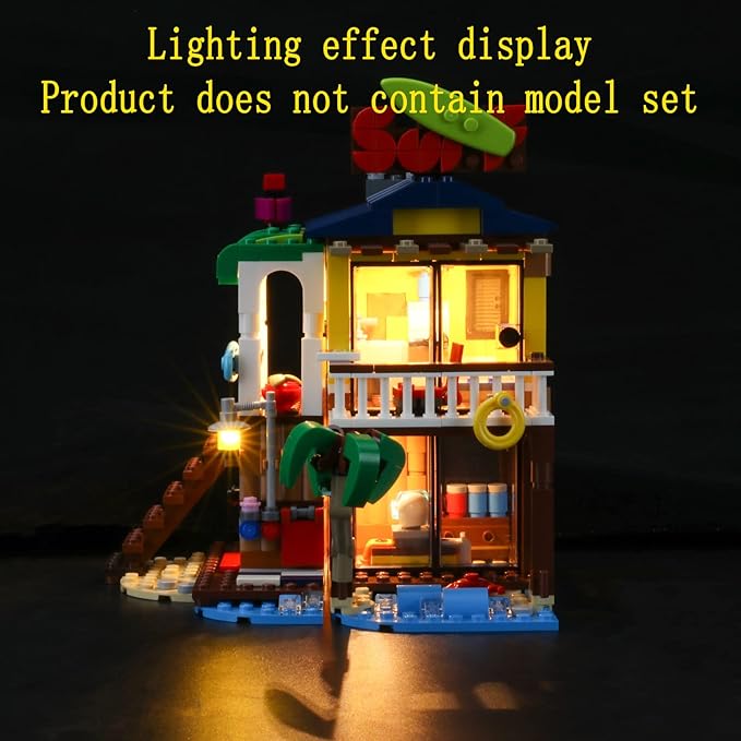 LED Light Kit Compatible with Lego Surfer Beach House - Lighting Set for Creator 31118 Building Model (Model Set Not Included)