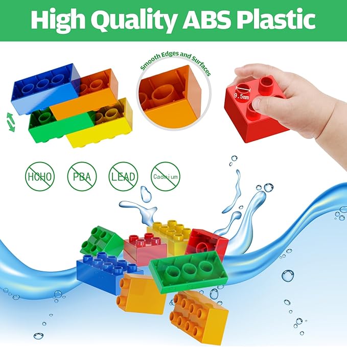 Building Blocks for Toddler 2-5| Stacking Toys with 4 Cars Learning and STEM Fun Montessori Toys| Educational Blocks Age 3+ for Kids Boys & Girls Birthday Compatible with All Major Brands