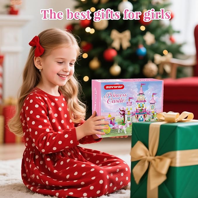 Princess Castle Building Blocks Set for Girls 6+ 634PCS Fairy Tale Dream Castle with Rotating Fountain & Movable Carriage Compatible with Lego Friends Gift for Kids Girls Princess Lovers