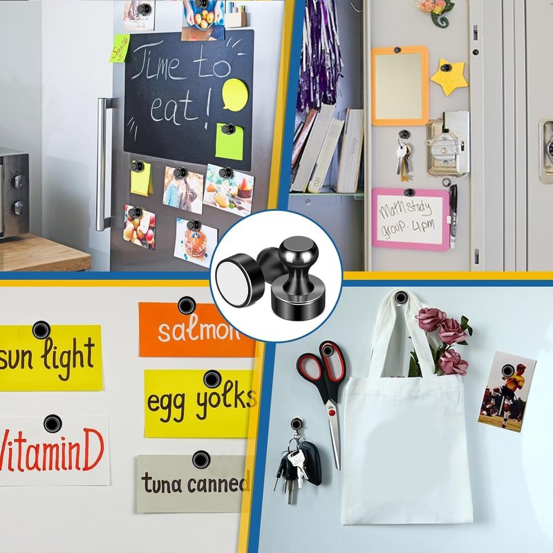 LOVIMAG Fridge Magnets 30Pcs Refrigerator Whiteboard Small Strong Magnet Classroom Kitchen Accessories Decorative Locker Set Decor Must Haves Office Calendar Refrigerador Magnetic Cute Crafts Black