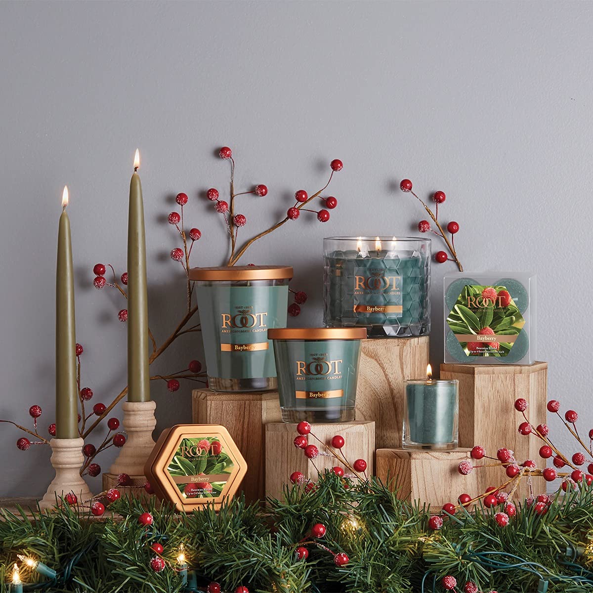 Root Candles Winter Holiday Scented Candles in Travel Tin 24-Hour Honeycomb Traveler Handcrafted Beeswax Blend Candle, 4-Ounce, Bayberry