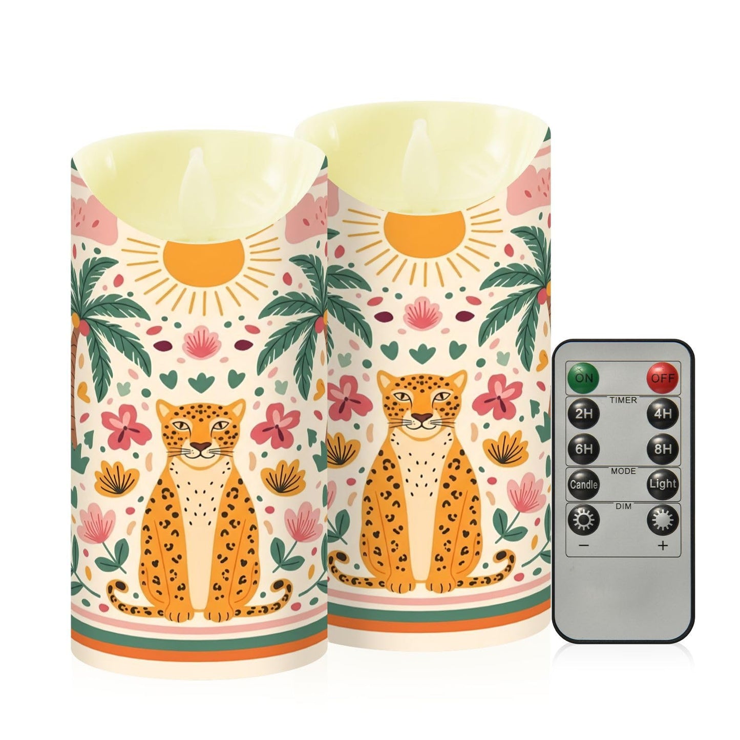 Gravopti Panther 2 Pack Flameless LED Pillar Candles with Remote & Timer, Battery Operated, Flickering Wax Candle for Wedding, Romantic Home & Party Decor