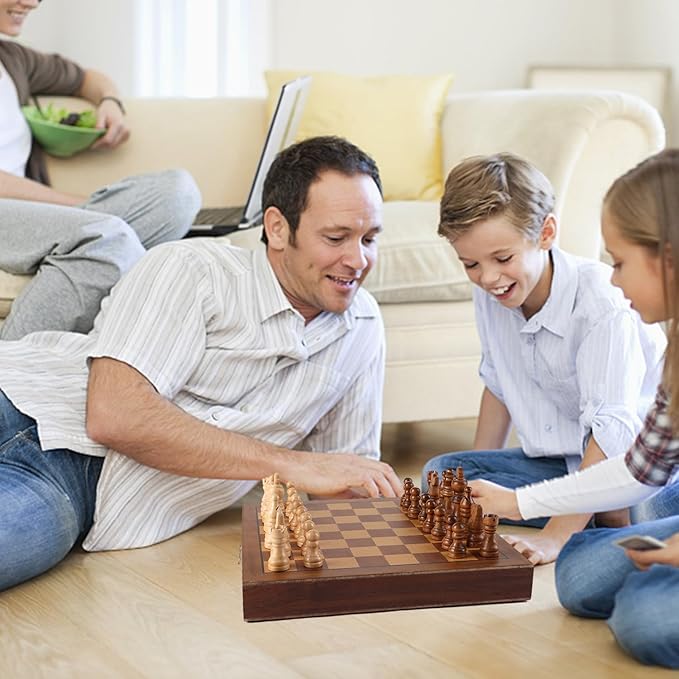 GSE Games & Sports Expert 10 Magnetic Chess Set Wooden Chess Board Game Set with Drawers Classic Portable Travel Board Game for Kids & Adults