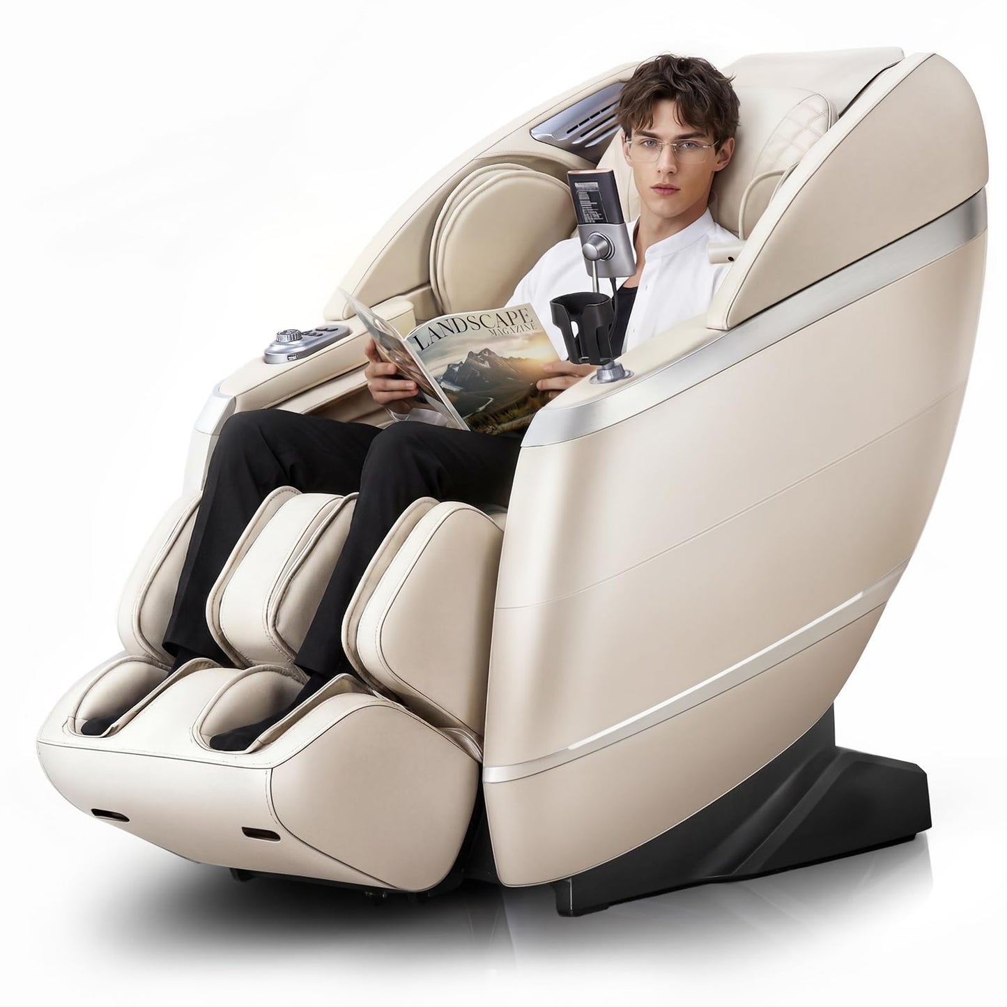 HealthRelife 4D Massage Chair Full Body, 166° Flexible Track, 18 Modes, 11 Techniques, 36 Airbag Massage, with Yoga Stretch, Foot Massage, Zero Gravity Massage Recliner(Beige)