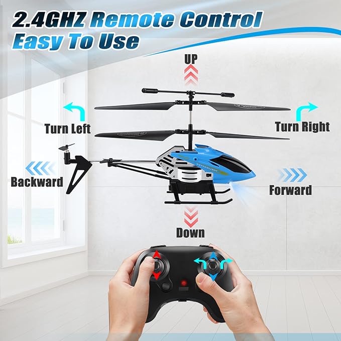 Dolanus RC Helicopters - Remote Control Helicopter Toys: One Key Take-Off/Landing Automatic Altitude Hold LED Light & 3.5 Channel Gyro Stabilizer Flying Toys - Gift for Boys/Girls Kids Adults