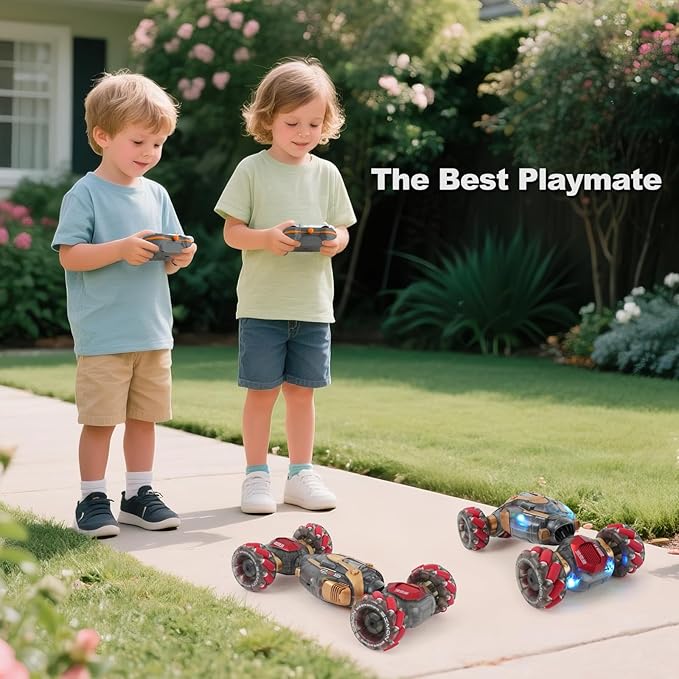 Gesture Sensing Remote Control Stunt Car for Kids Ages 6 7 8-12 - Best Birthday Gifts for 6 7 8 9 10 11 12 13+ Year Old Boys 2.4Ghz 4WD Off-Road Vehicle with Lights & Music