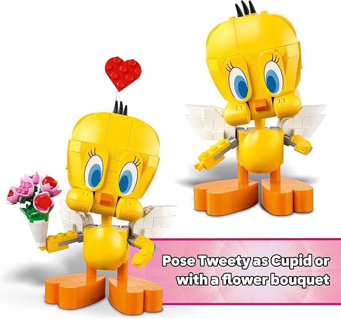 LEGO Looney Tunes Sweetheart Tweety Bird Building Toy for Adults & Kids - Tweety Figure W/Display Pedestal & Accessories for Girls & Boys Ages 12+ - Gift for Looney Tunes Fans - 40824