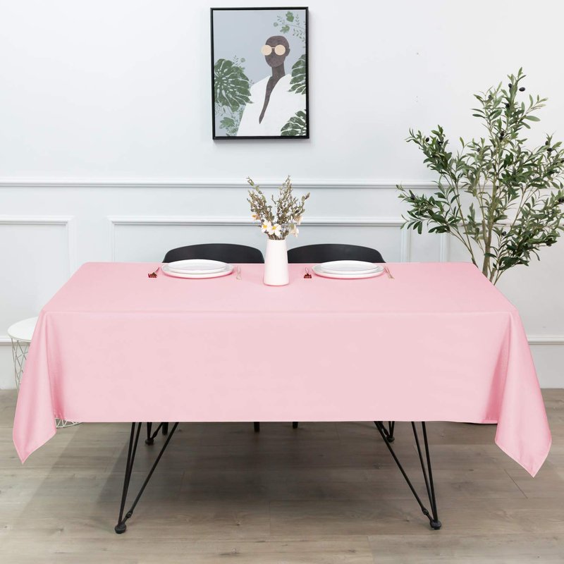 sancua Rectangle Tablecloth - 60 x 84 Inch - Stain and Wrinkle Resistant Washable Polyester Table Cloth, Decorative Fabric Table Cover for Dining Tables, Buffet Parties and Camping, Valentines Pink