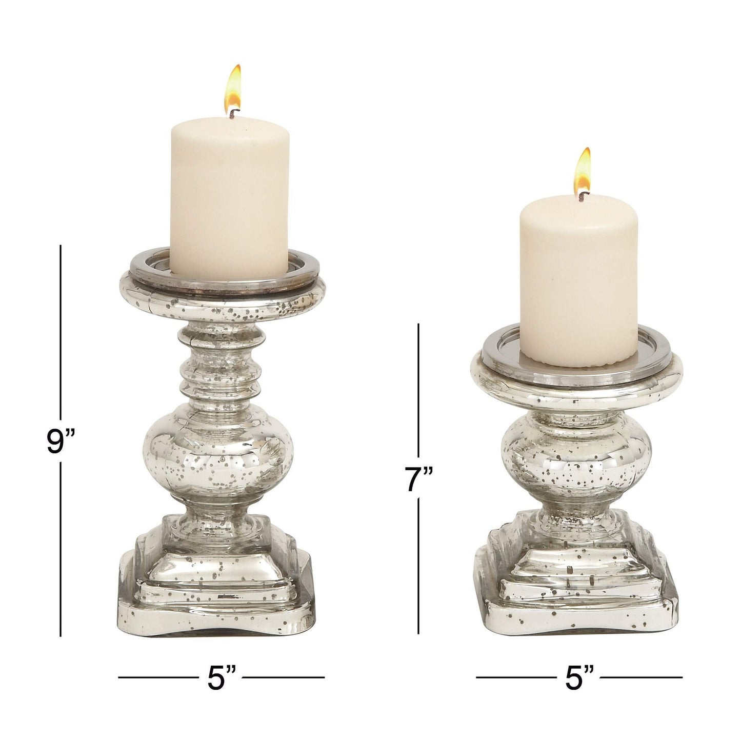Silver-Colored Glass Candle Holders Silver Farmhouse