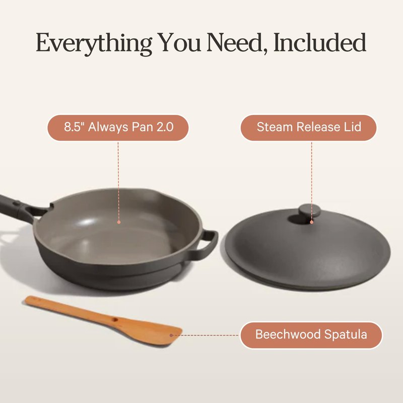 Our Place Mini Always Pan | 8.5" Ceramic Pan with Modular Lid & Beechwood Spatula | Patented 10-in-1 Nonstick, Non-Toxic Cookware Made Without PFAS | Induction & Oven-Safe up to 450°F | Char