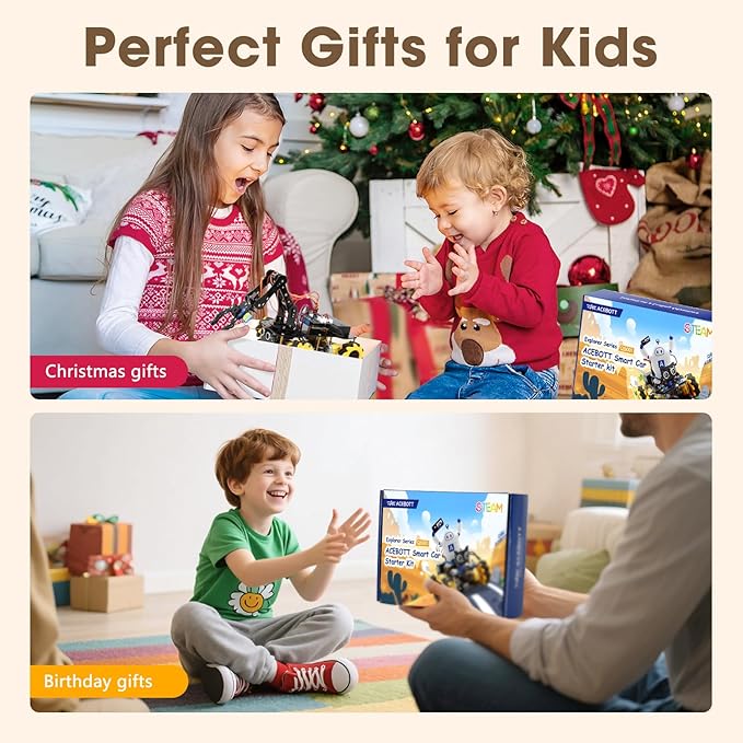 Robotics for Kids Ages 8-12 ACEBOTT Smart Robot Arm Car Kit with 5DOF STEM Toys for Boys Age 8-12 12-16+ ESP32 Arduino/Python/Blockly Coding App & Remote Control STEM DIY Gift for Teens &