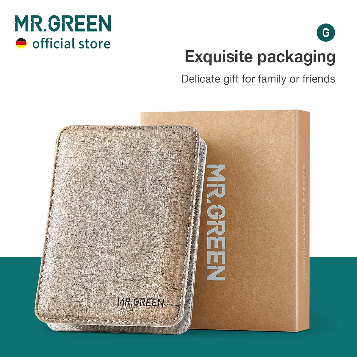 MR.GREEN Manicure Sets Pedicure Kits Stainless Steel Nail Clipper Personal Care Tools with PU Leather Case (Green)