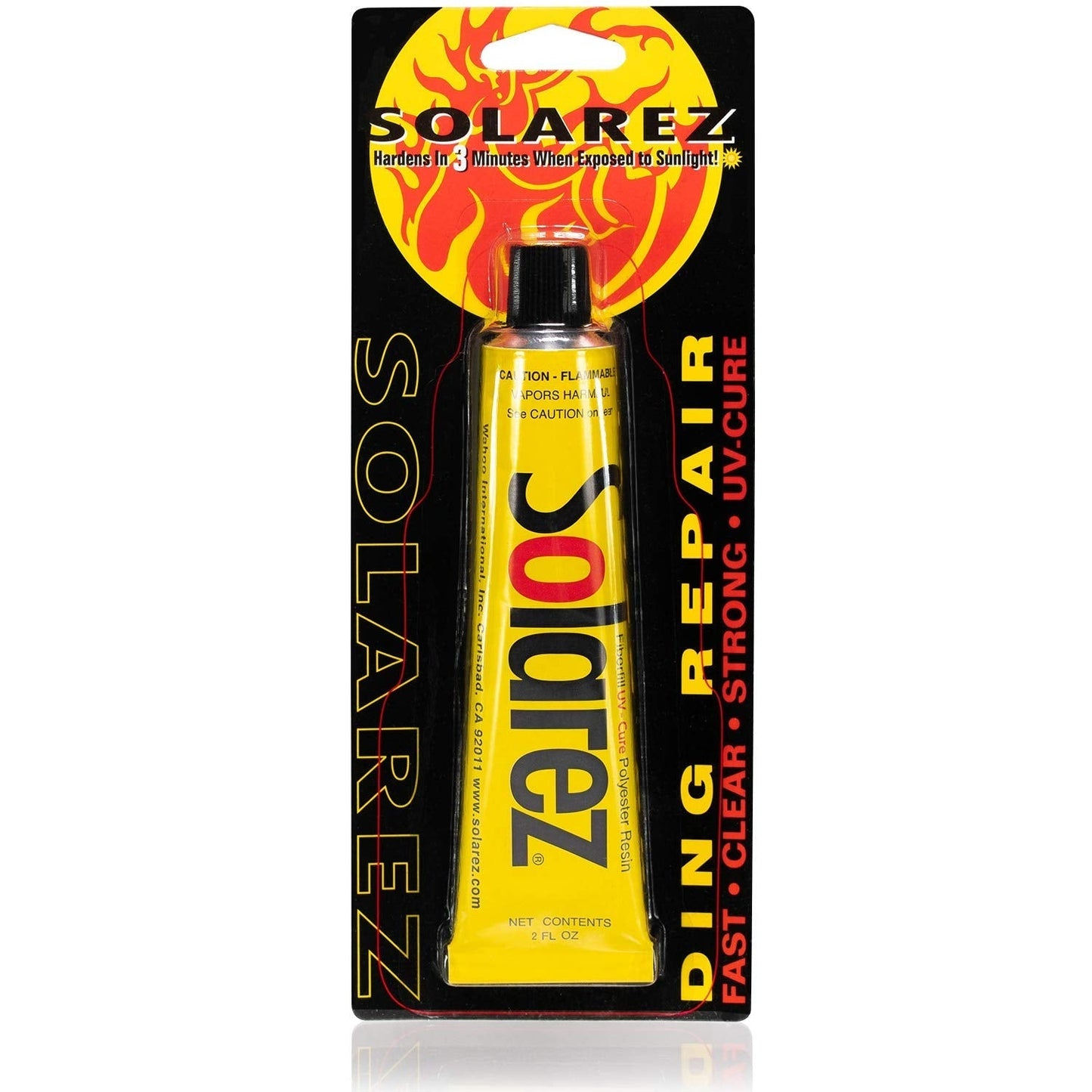 SOLAREZ UV Cure Polyester Ding Repair Resin - Surfboard Repair Kit (2 Oz) Sun Cures 100% Dry in Under 3 Minutes! includes 60/240 Grit Sand Pad. Made in USA!