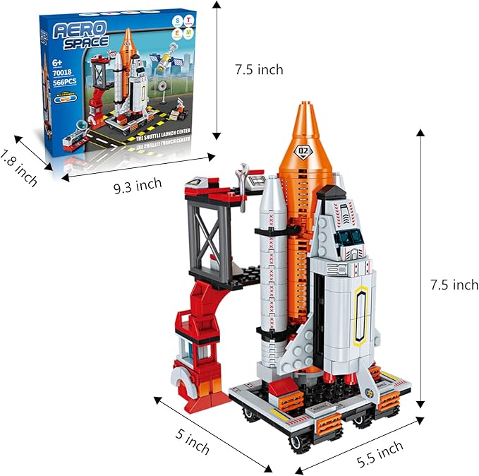 AESGOGO STEM Space Toys for 6 7 8 9 10 11 12 Year Old Boys Girls Space Shuttle Rocket Launch Center Building Sets Toy Kits Best Gifts for Kids Ages 8-14 (566 Pcs).