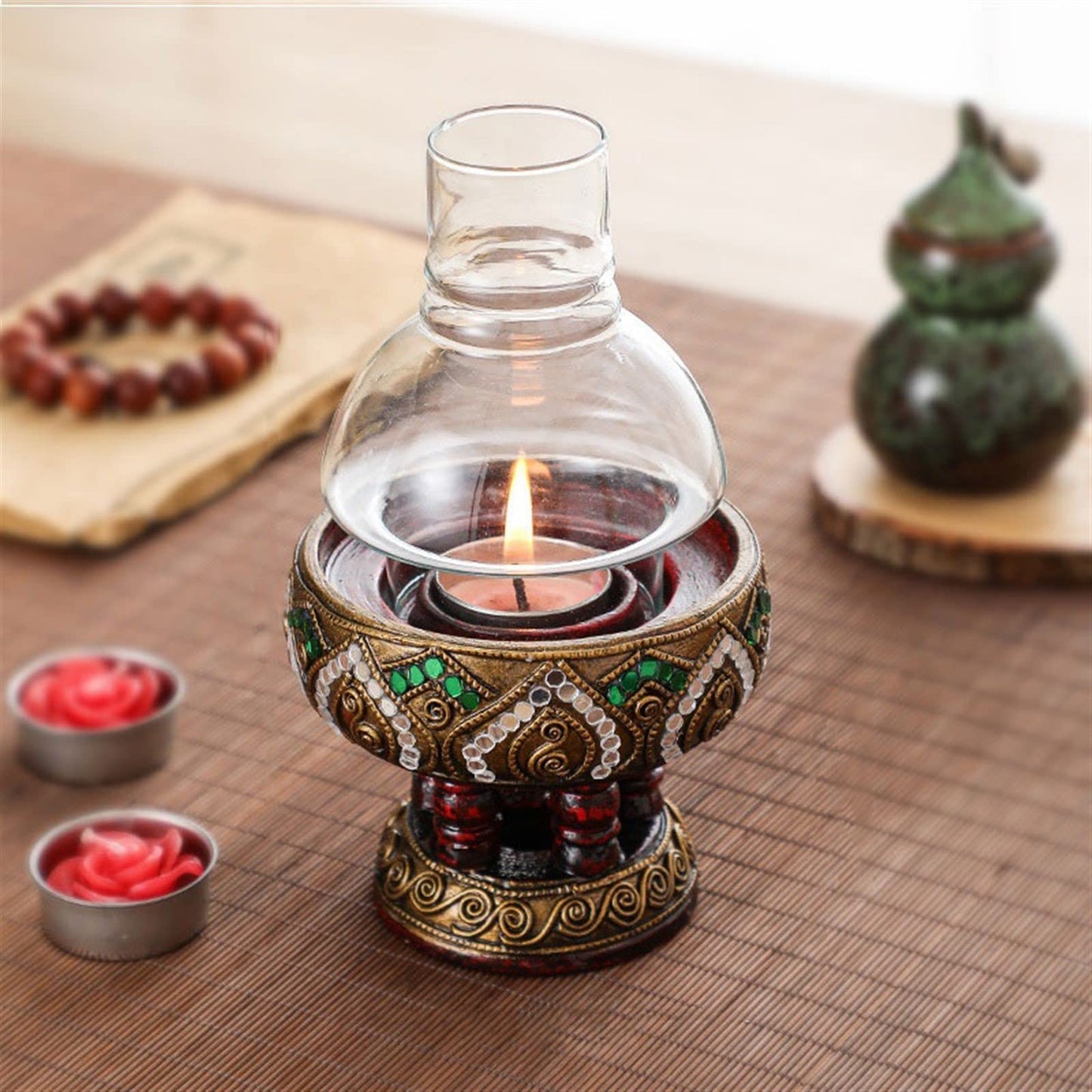 Candlestick Holders Wooden Candlestick Retro Windproof Candle Holder Dinner Table Candlestick Decoration Candle Holders