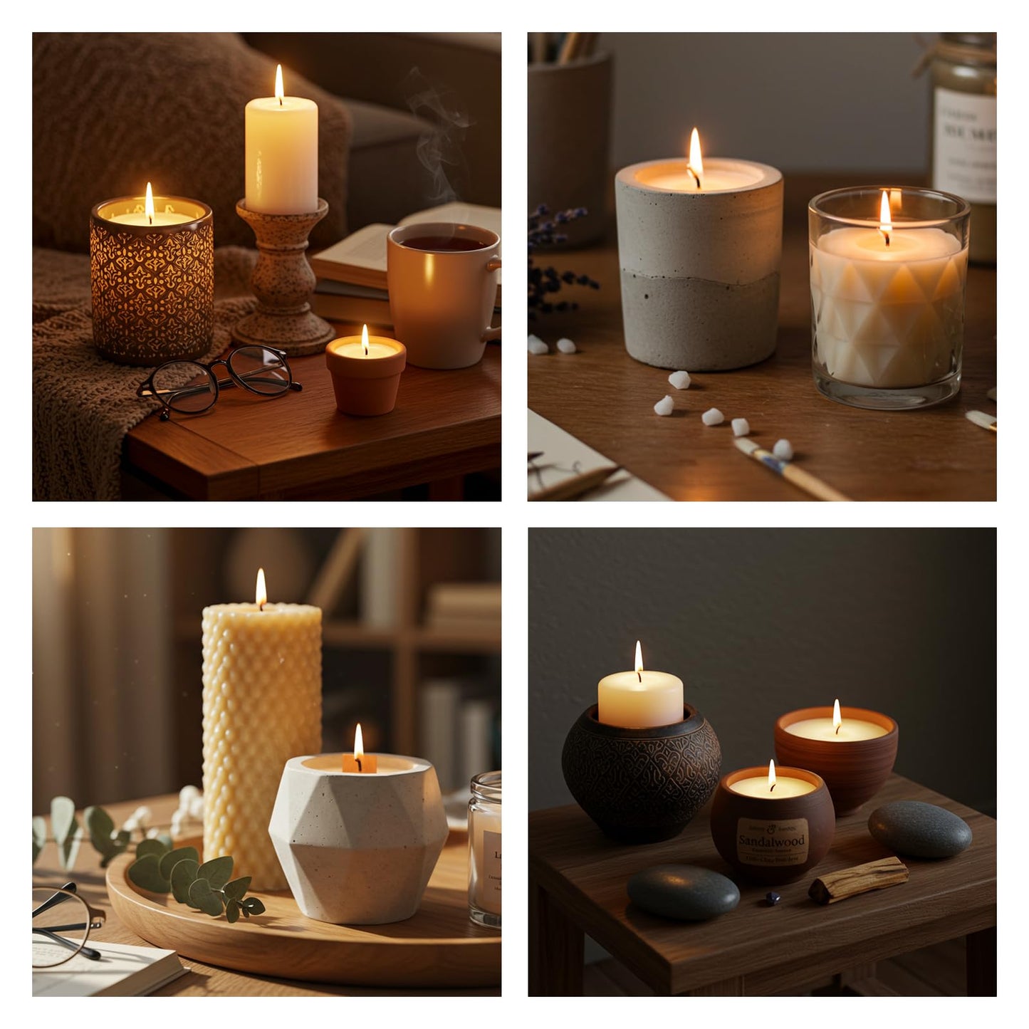 Aubeco 320Pcs 4/6/8 inch Pre Waxed Candle Wick with 320Pcs Wick Stickers and 10Pcs Candle Wick Holders, Bulk Cotton Candle Wicks for Candle Making, Soy Wax