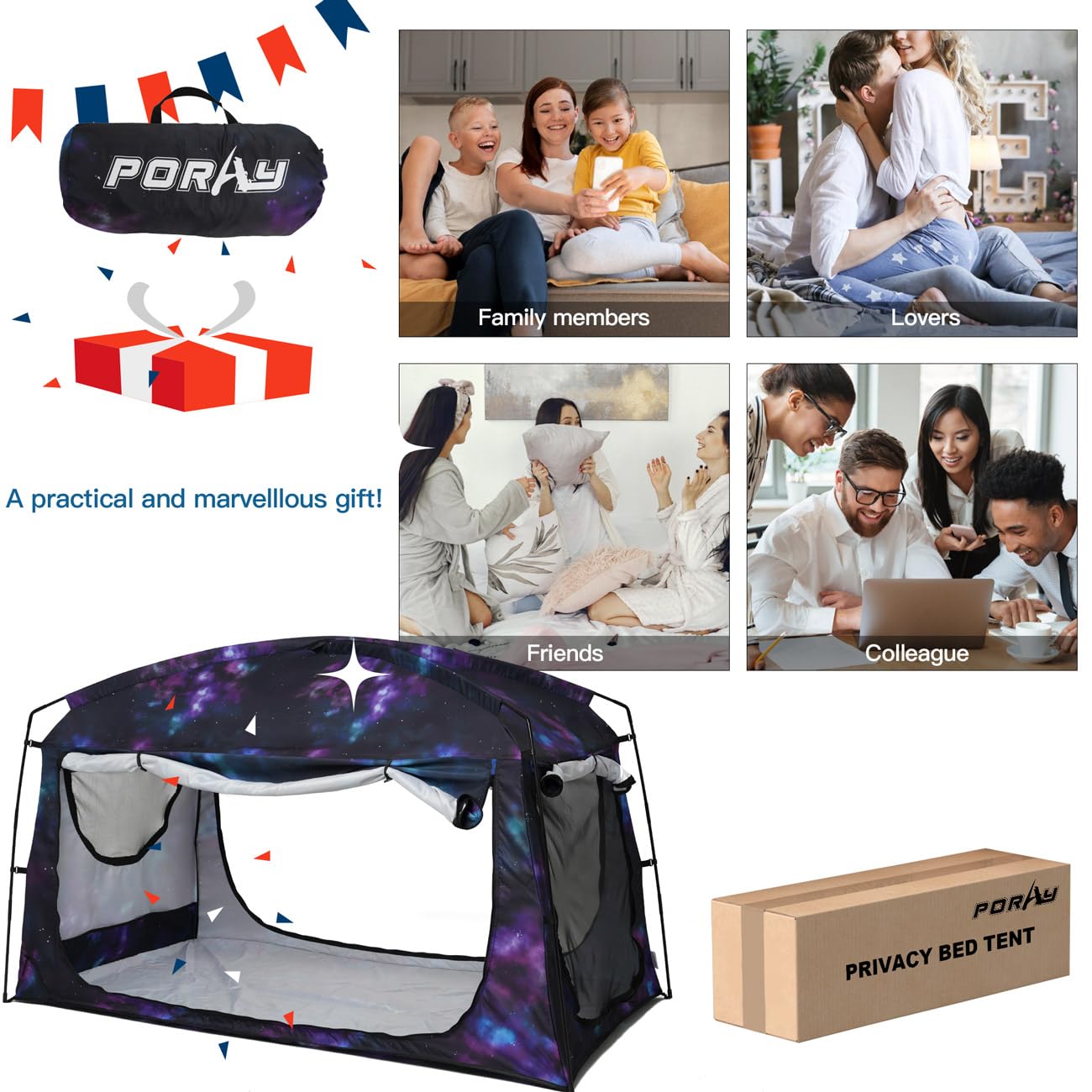 Bed Tent,Portable Privacy Sleeping Bed Canopy,Blackout 90% Drapes for Kids and Adult,Twin Size Indoor Space Tent with Breathable Large Mesh Windows
