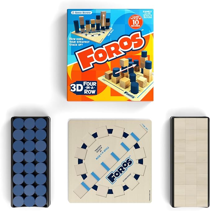 Foros 3D Board Game | Strategic Wooden Game with Unique Play | Family Game for Kids & Adults | Fun Entertainment for Game Night | Fast Paced Easy to Learn Multiplayer | MESH Accredited Award Win