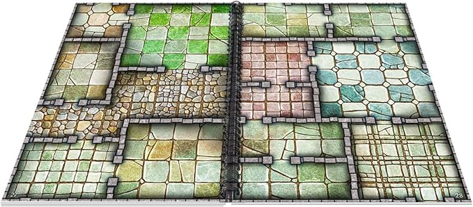 Loke Big Book of Battle Mats Cells & Shrines - Lay Flat Wipe Clean Fantasy RPG Maps with Tokens & 5E Content for Tabletop Adventures