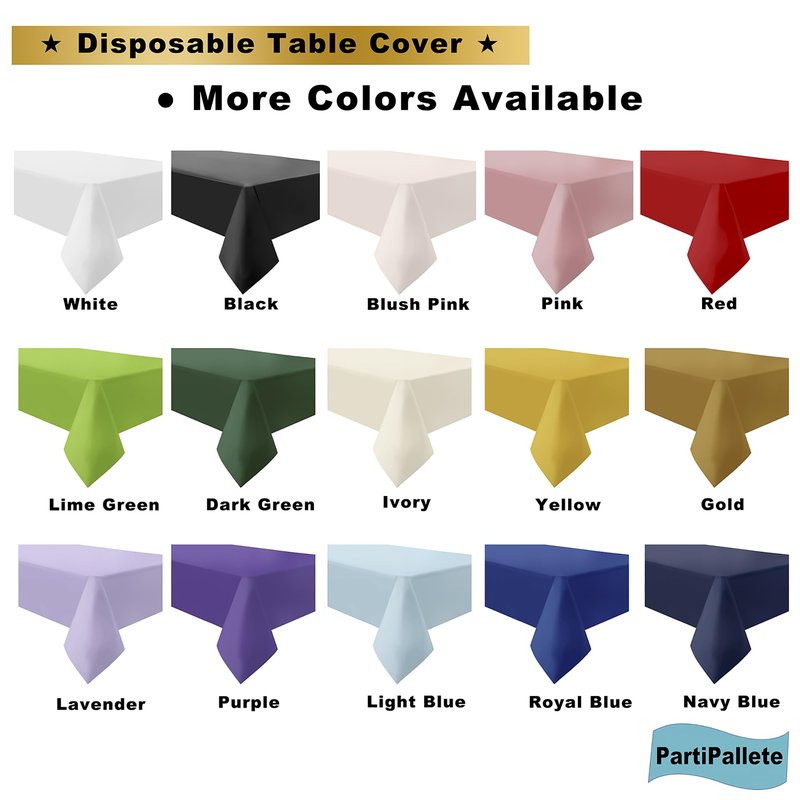 PartiPallete 3-Pack Premium Plastic White Tablecloth Disposable 54" x 108" Rectangle Table Cover Party PEVA Table Cloths for Parties Birthday Wedding Engagement Banquet Fits up to 8 ft Long Tables