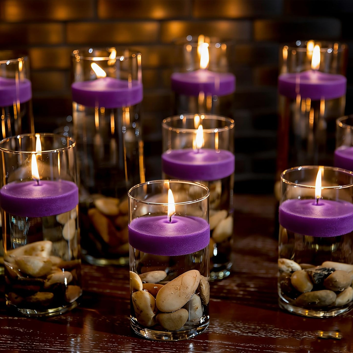 Purple Floating Candles 3 Inch 12 Pack – Paraffin Wax Floating Candle for Weddings, Parties, Worship, Spa & Memorial Décor – Clean Burning & Long Lasting