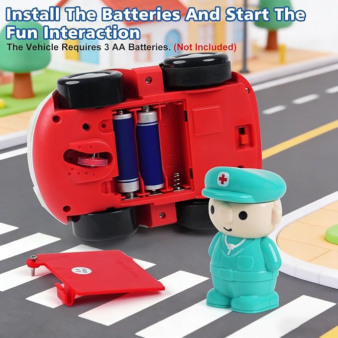 BEMITON 2.4GHz Remote Control Toy Cars for Toddlers - Interactive Police Car & Ambulance with Lights and Music Birthday Gifts for Boys and Girls Ages 18+ Months 2 3 4 5 Year Old
