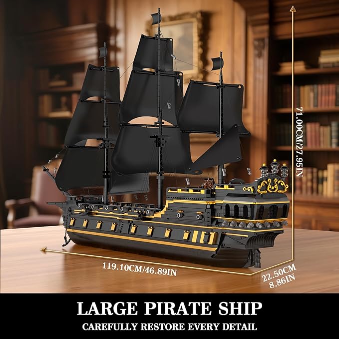 Mould King Pirates Ship Large Building Sets 13186 MOC Black Pearl Sailboat Construction Sets to Build Boat Sets for Adult Home Decor & Birthday Gifts for Teens 14+(5266PCS)
