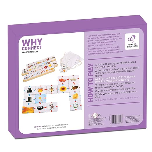 Chalk and Chuckles Why Connect- Logic & Language Game for Kids 6+ Families & Therapists | Critical Thinking Picture Association Speech Therapy & Conversation Game | Gift for Boys &