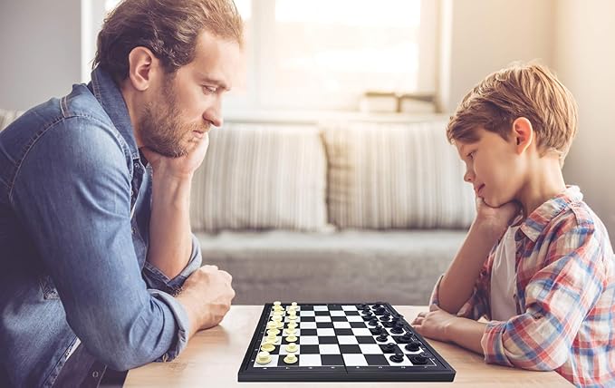 LEXiBOOK 8-in-1 Games Set Chess Checkers Backgammon Chinese Checkers Nine Men's Morris Snakes & Ladders Goose Ludo 2-6 Players Ages 6+