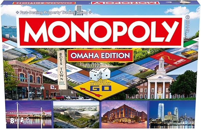 Monopoly Board Game Omaha NE Edition : 2-6 Players Family Board Games for Kids and Adults Board Games for Kids 8 and up for Kids and Adults Ideal for Game Night