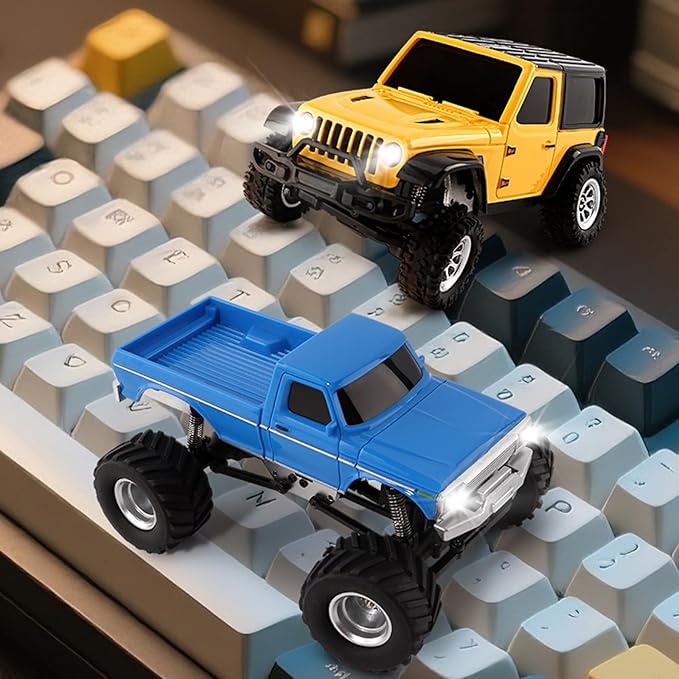 1:36 Mini RC Crawler JIABAILE 3602 4WD Off-Road RC Truck with 2.4G Remote Battery & Lights RC Car Model RTR for Adults Hobby Gifts Toys (Blue)