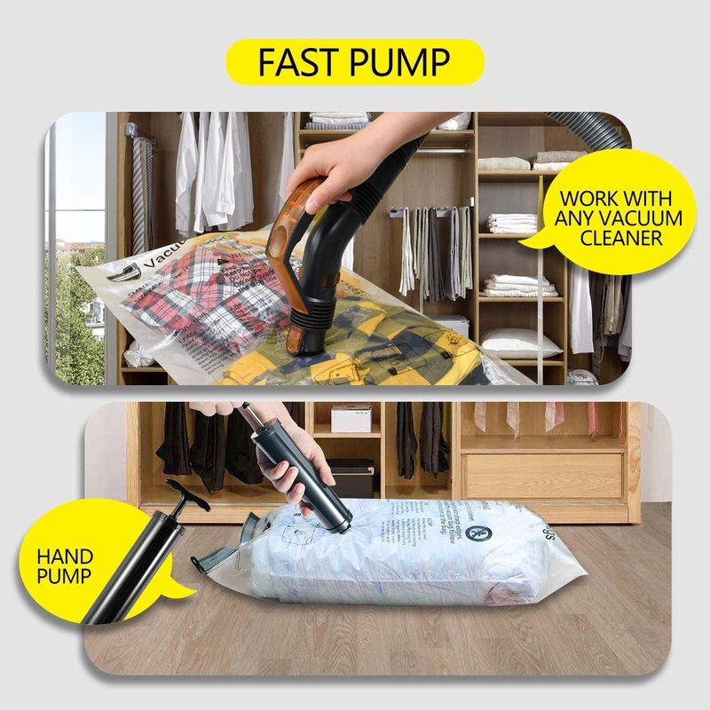 GONGSHI Vacuum Storage Bags, Space Saver Seal Bags For Clothing, Travel Luggage,Blankets, Comforters, Pillows, Clothes Storage.12 Combo